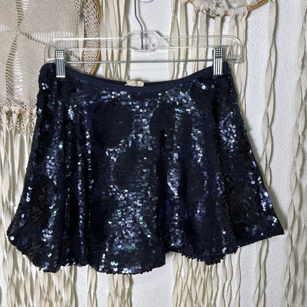 Girls Mini Boden Navy Sequin Swing Mini Skirt Size Youth 9-10